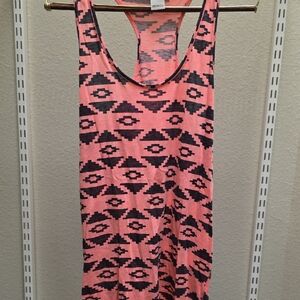 PINK Victoria's Secret Coral Pink Aztec Racerback Tank Top